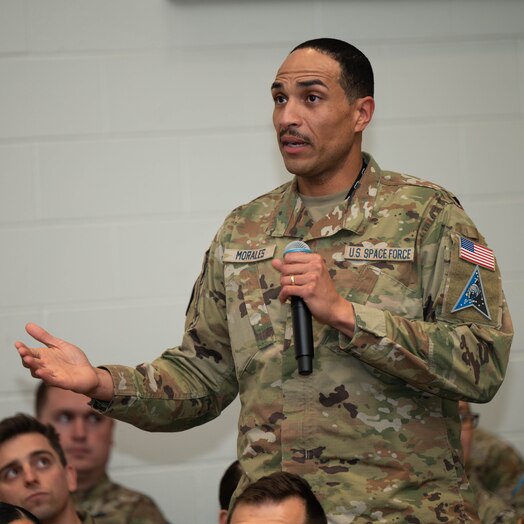  Senior enlisted leader of the Space Force speaks at an all-call