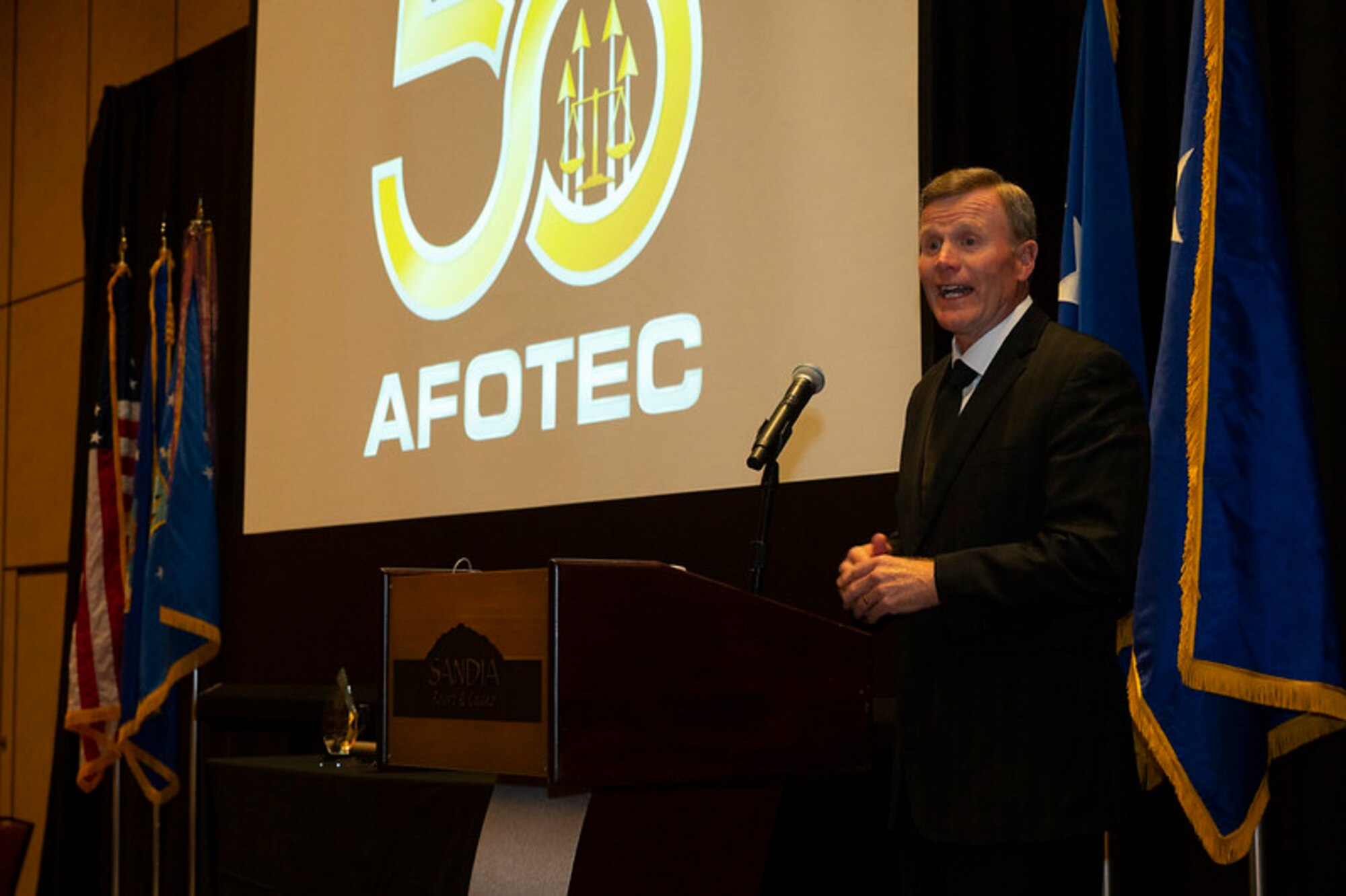 Retired General Tod D. Wolters was the guest speaker at the Air Force Operational Test and Evaluation Center 50th Anniversary Celebration held at the Sandia Resort on March 6, 2024. General Wolters completed a distinguished 40-year active-duty career in 2022 as the Supreme Allied Commander Europe and Commander United States European Command. General Wolters spoke about the continuing need for the nation to continue to focus on readiness and lethality to defend and generate peace.