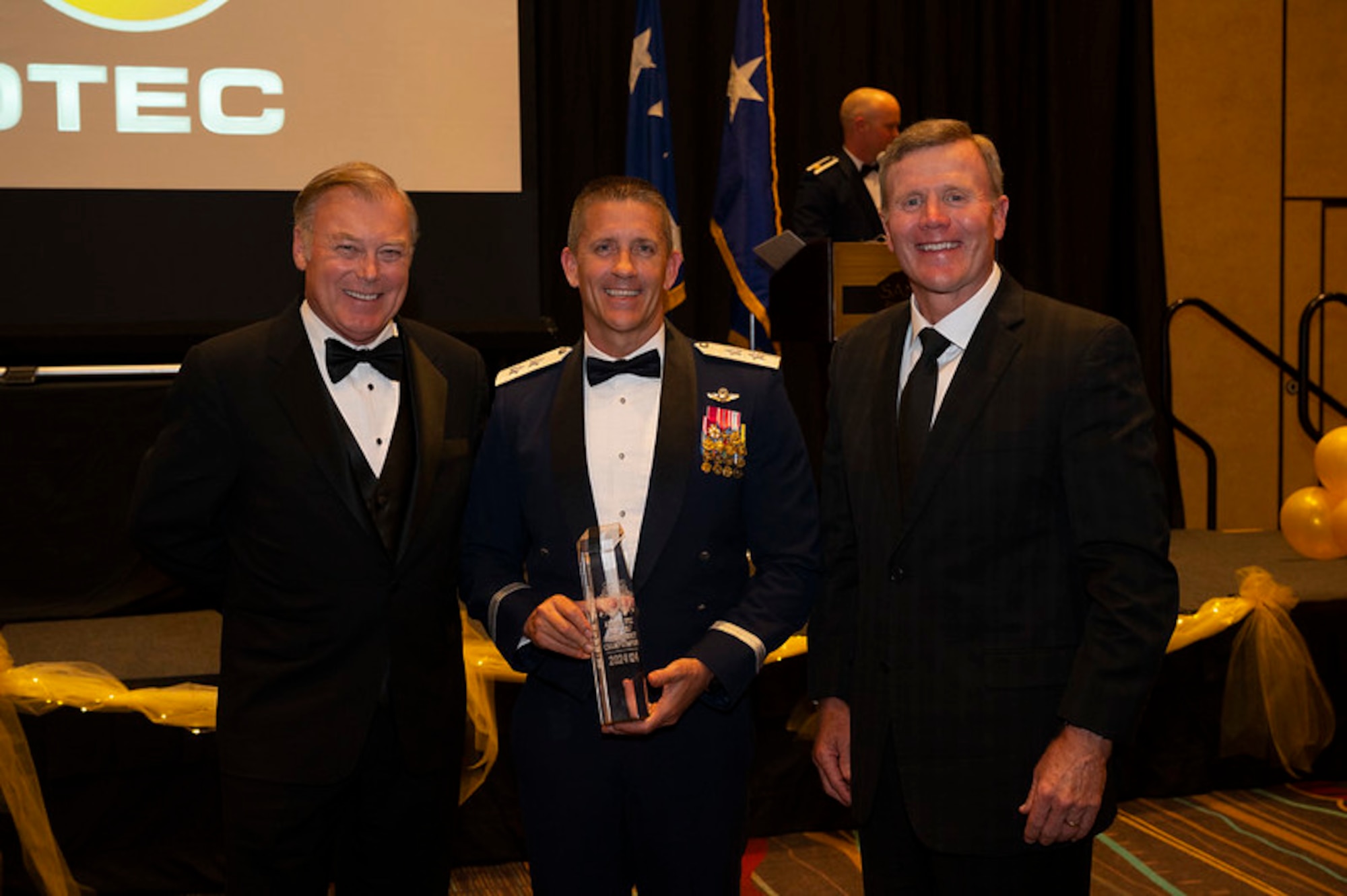 (Left to right) Former Air Force Operational Test and Evaluation Center Commander Retired Maj. Gen. Stephen Sargeant, Current AFOTEC Commander Maj. Gen. Trey Rawls, and retired General Tod Wolters were the winners of the AFOTEC 50th Anniversary Golf Tournament held March 5, 2024 at the Sandia Resort Golf Course.