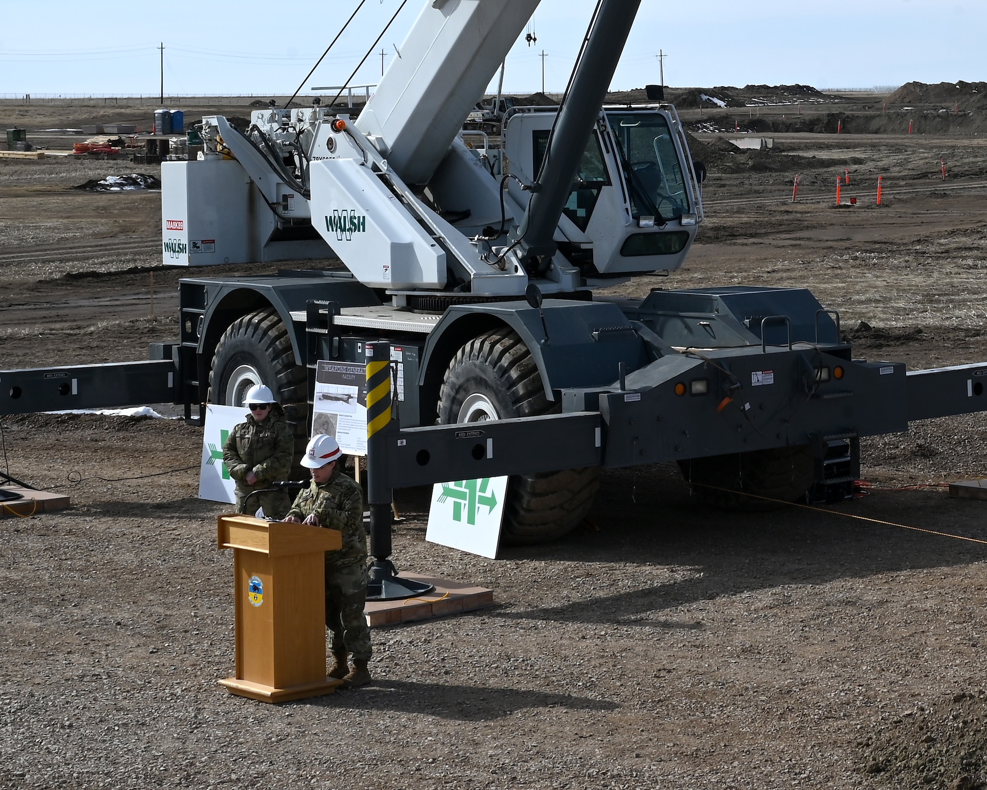 A guest speaker talks during a groundbreaking ceremony.