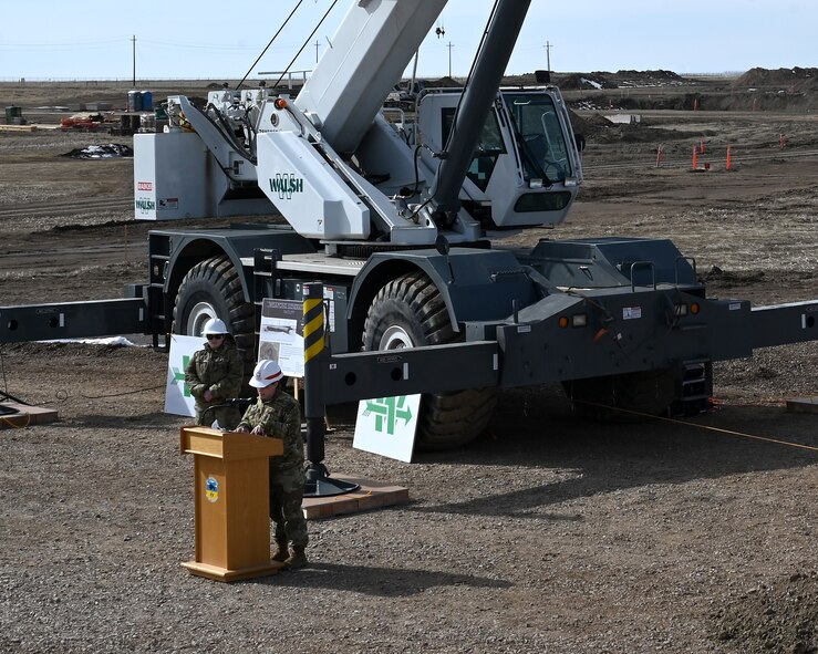 A guest speaker talks during a groundbreaking ceremony.