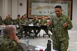 ROTA, Spain (Mar. 5, 2024) Johannes J. Gonzalez, U.S. Naval Forces Europe-Africa Fleet Master Chief, addresses attendees at the Command Senior Enlisted Leadership Mess Symposium (CSEL) held at Naval Station Rota, Spain, Mar. 5, 2024. The Command Senior Enlisted Leadership Mess Symposium, a three-day conference hosting military senior enlisted leaders and national delegates from twenty-five nations, concludes on Mar. 7, 2024 in Rota, Spain.