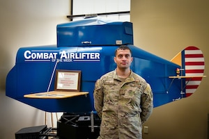 Tech Sgt. Nelson Esqueda, Detachment 3 AMCAOS Tenant senior enlisted leader C-130J simulator certified loadmaster, is selected as Combat Airlifter of the Week, March 11, 2024.
