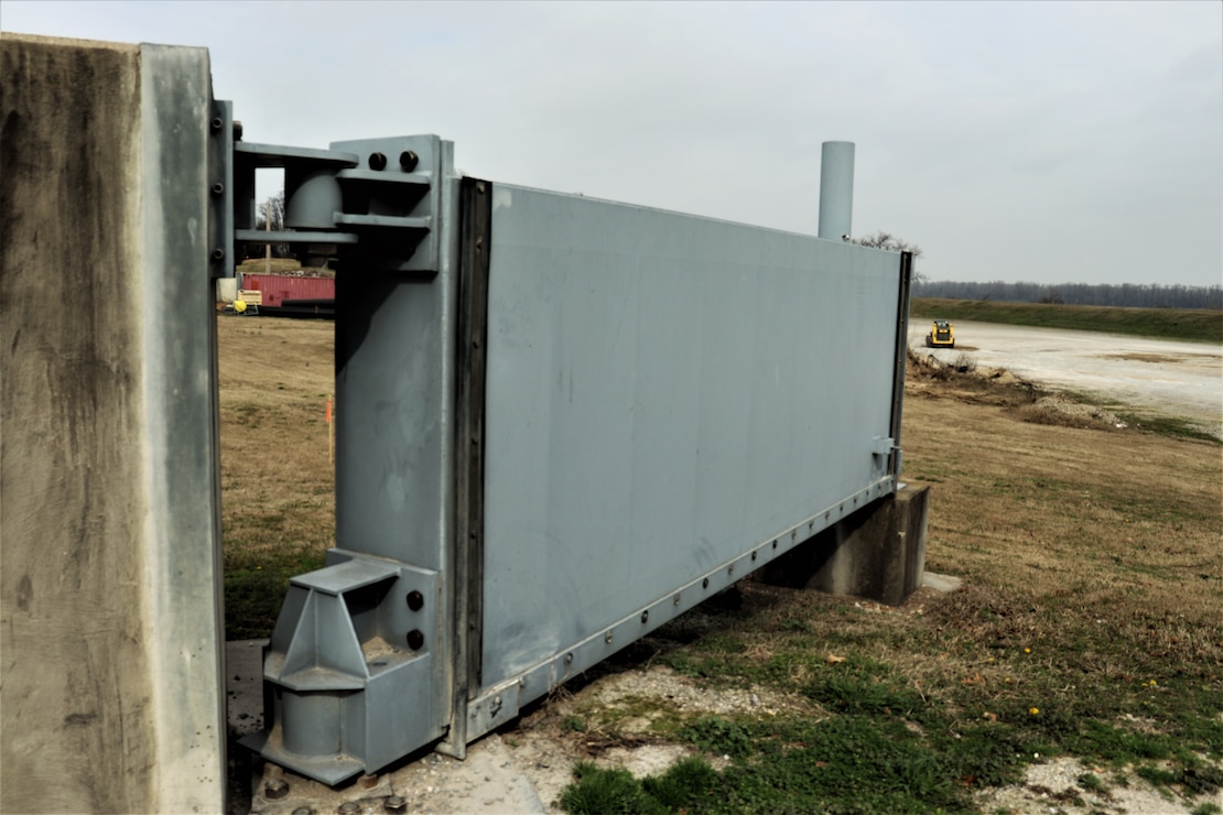 Typical modern day swing gate closure.  This face would be on the exterior (riverside) of the closure.