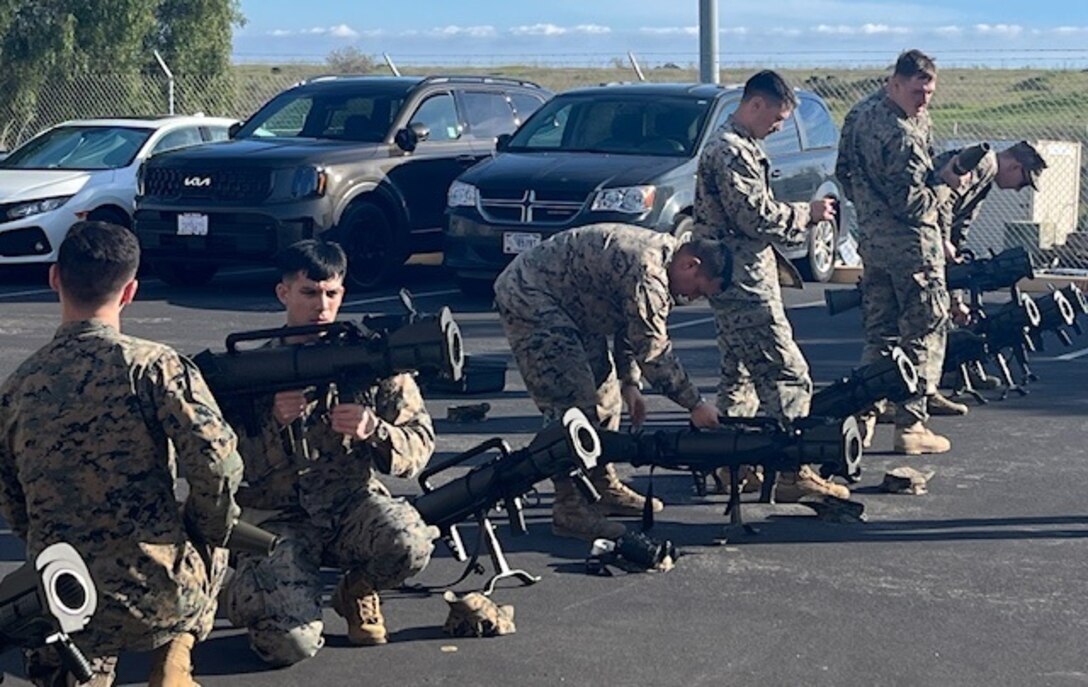 2nd Battalion, 23d Marine Regiment and 4th LAR hosted and conduct the MFR West Multi-role Anti-Armor Antipersonnel Weapons System (MAAWS) New Equipment Training (NET) aboard Camp Pendleton, CA. During this training, the Marines from 23d Marine Regiment, 4th LAR, 4th CEB, and 4th Recon conducted one day of classroom instruction and practical application on how to inspect, boresight, load, engage targets, unload, and trouble-shoot the MAAWS system. After completing the classroom portion the students conducted a day and night fire static range using 7.62 tracer trainers, Training Practice, Smoke, and Illumination rounds.