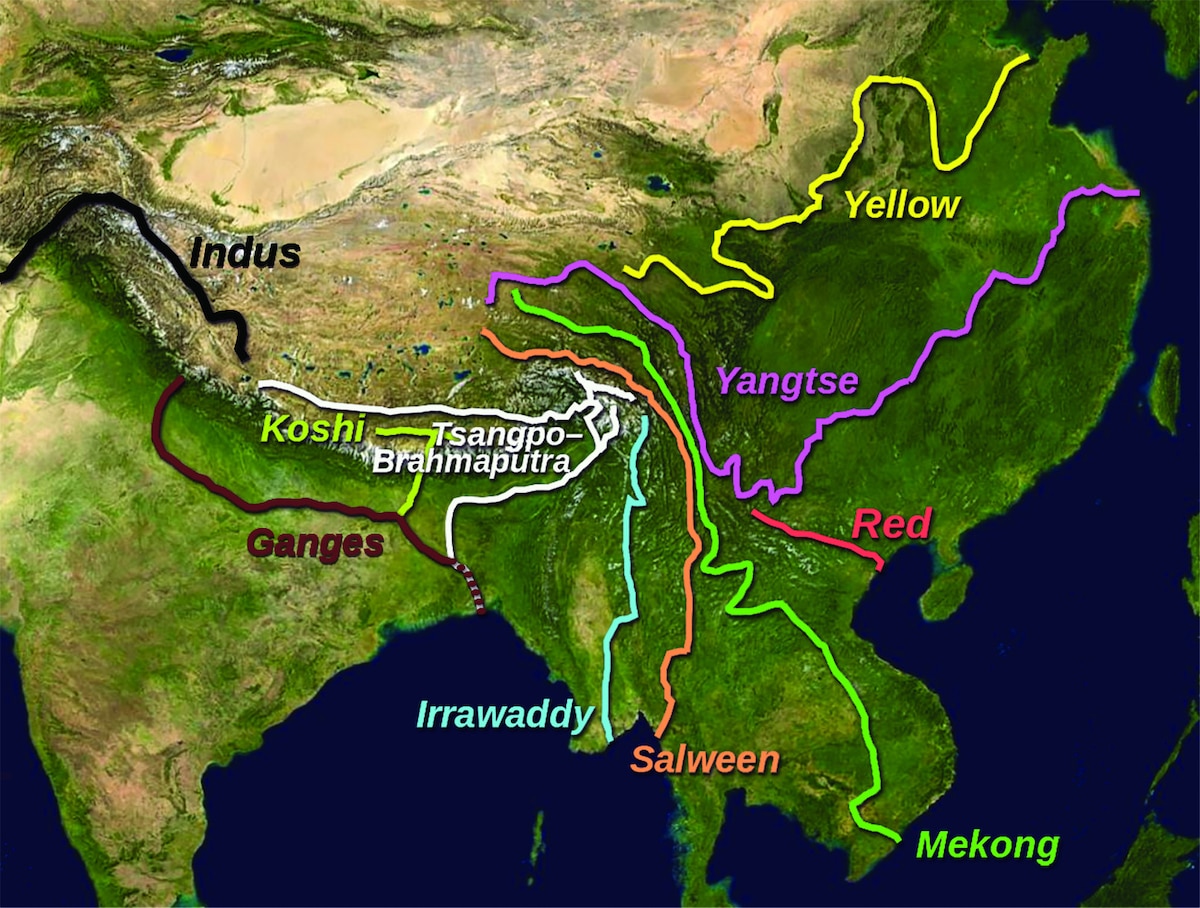 Manhas & Lad fig. 1 Map of rivers flowing out of Tibet