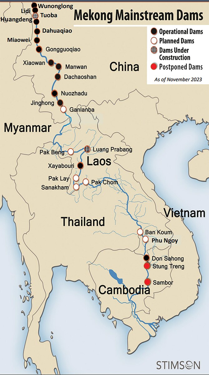 Manhas & Lad fig. 2 Map depicting mainstream Mekong River dams