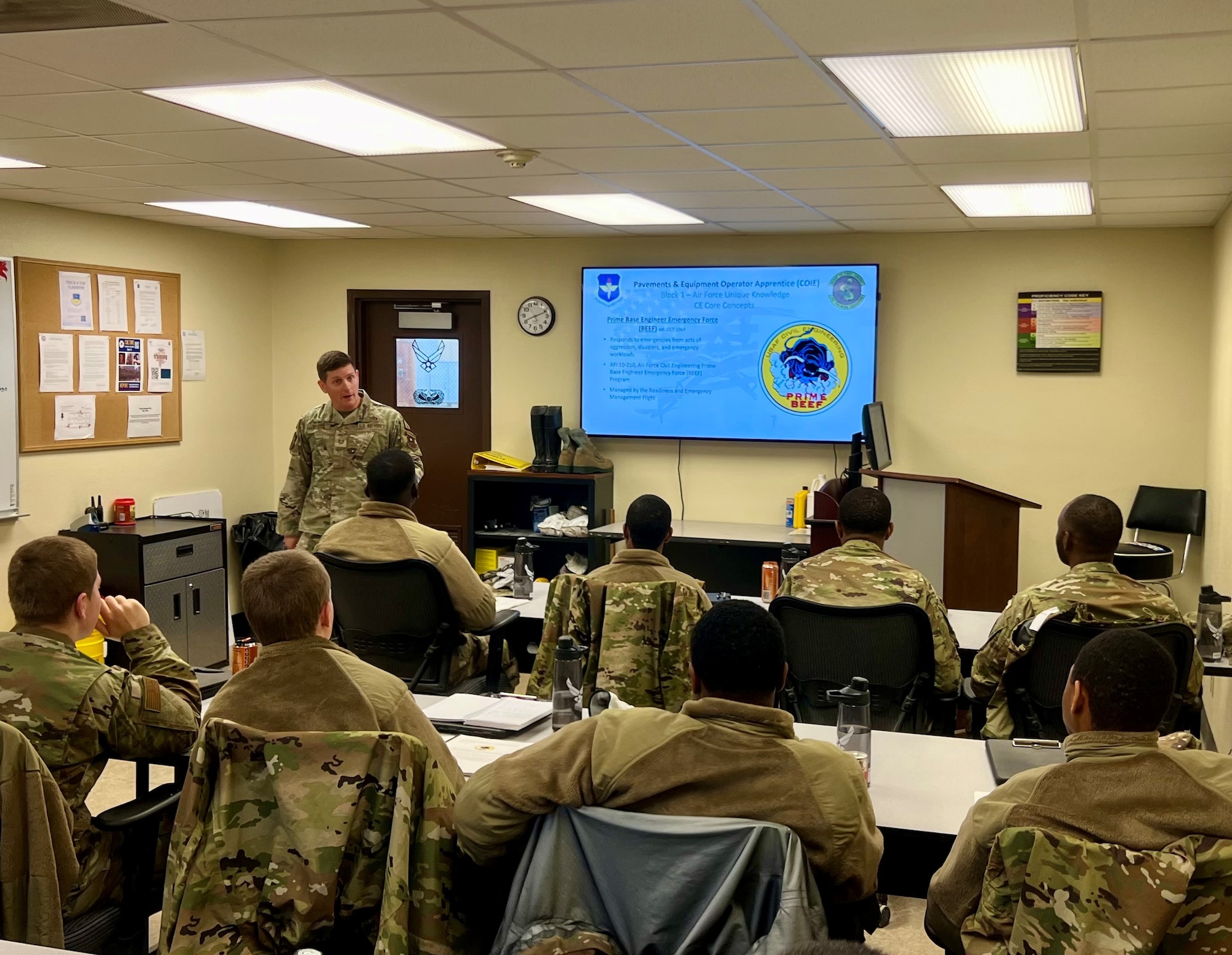 Tech. Sgt. Joshua Evans, 3thTraining Squadron pavements and equipment master instructor, instructs his class.