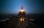 The guided missile destroyer USS Bulkeley (DDG 84) patrols Feb. 6, 2014, in the Gulf of Oman. The Bulkeley was deployed as part of the Harry S. Truman Carrier Strike Group supporting maritime security operations and theater security cooperation efforts in the U.S. 5th Fleet area of responsibility. (DoD photo by Mass Communication Specialist 2nd Class Donald R. White Jr., U.S. Navy/Released)