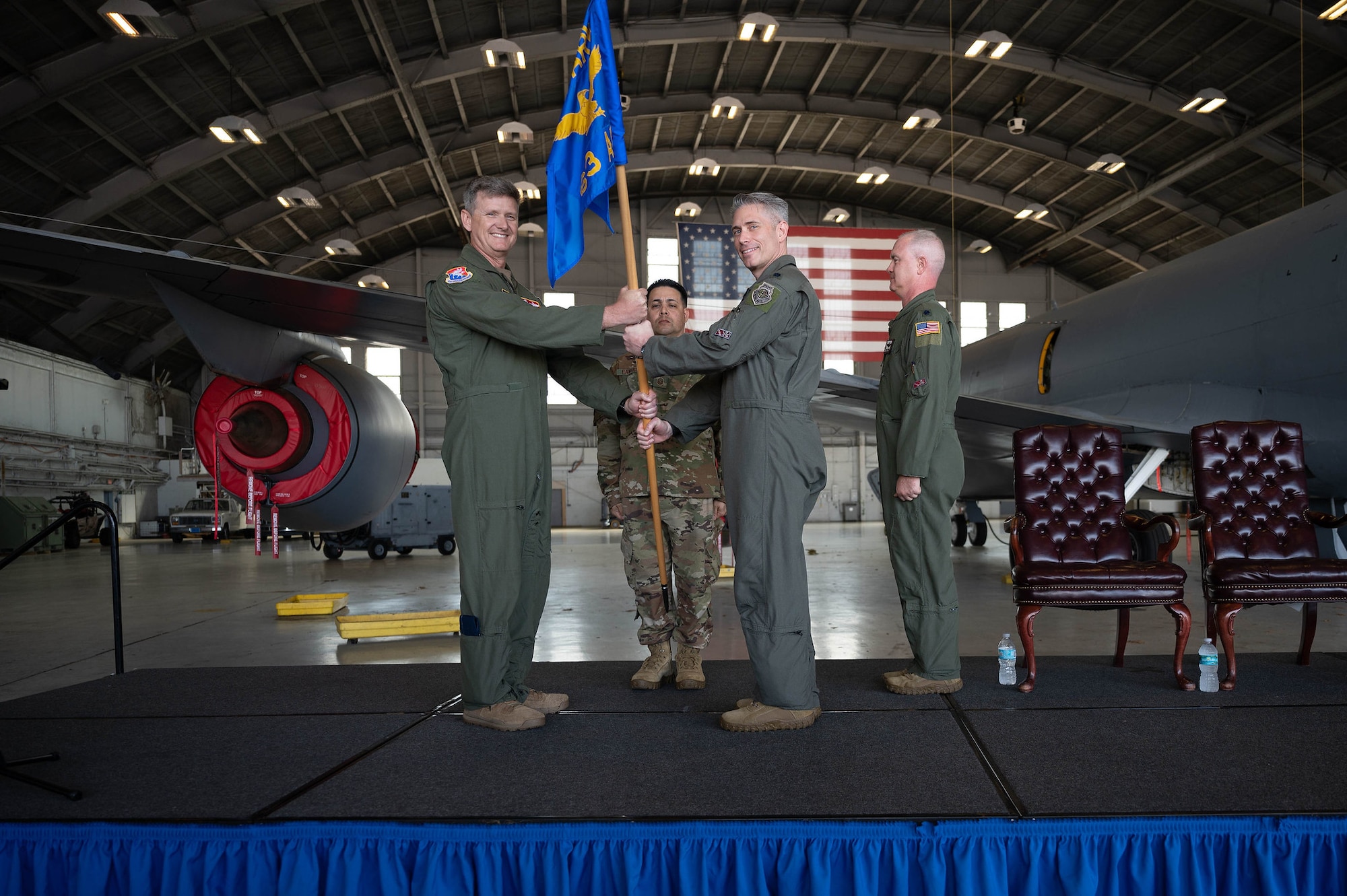 The 63rd Air Refueling Squadron, MacDill Air Force Base, Fla., welcomed their new commander, Lt. Col. Matthew Swee, during a ceremony here, March 3, 2024.
