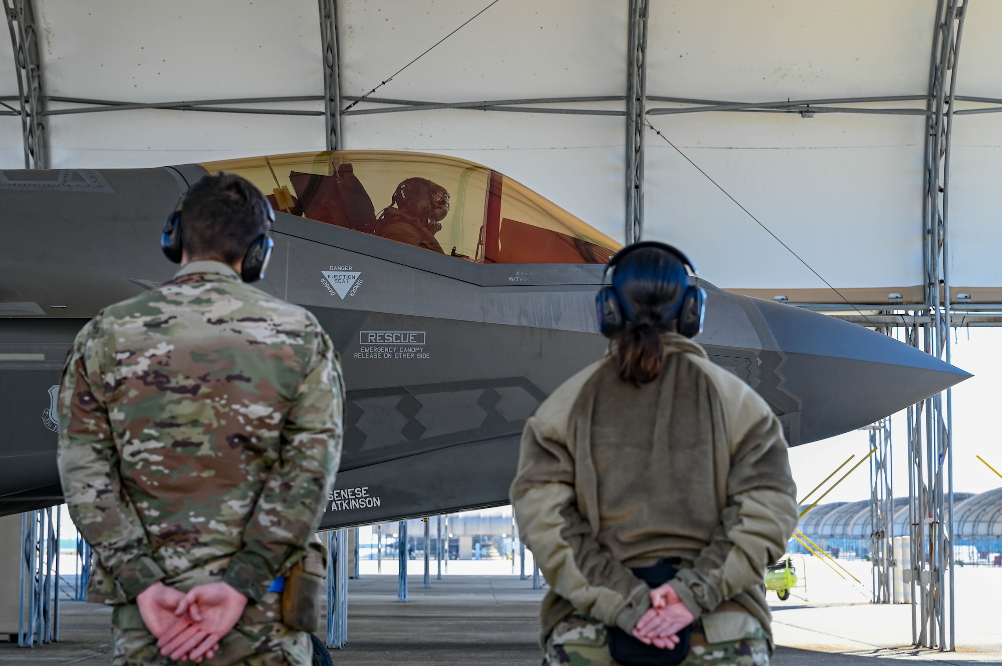 Members of the 58th Aircraft Maintenance Unit, prepare to launch an F-35A Lightning II at Eglin Air Force Base Florida, Feb. 20, 2024.