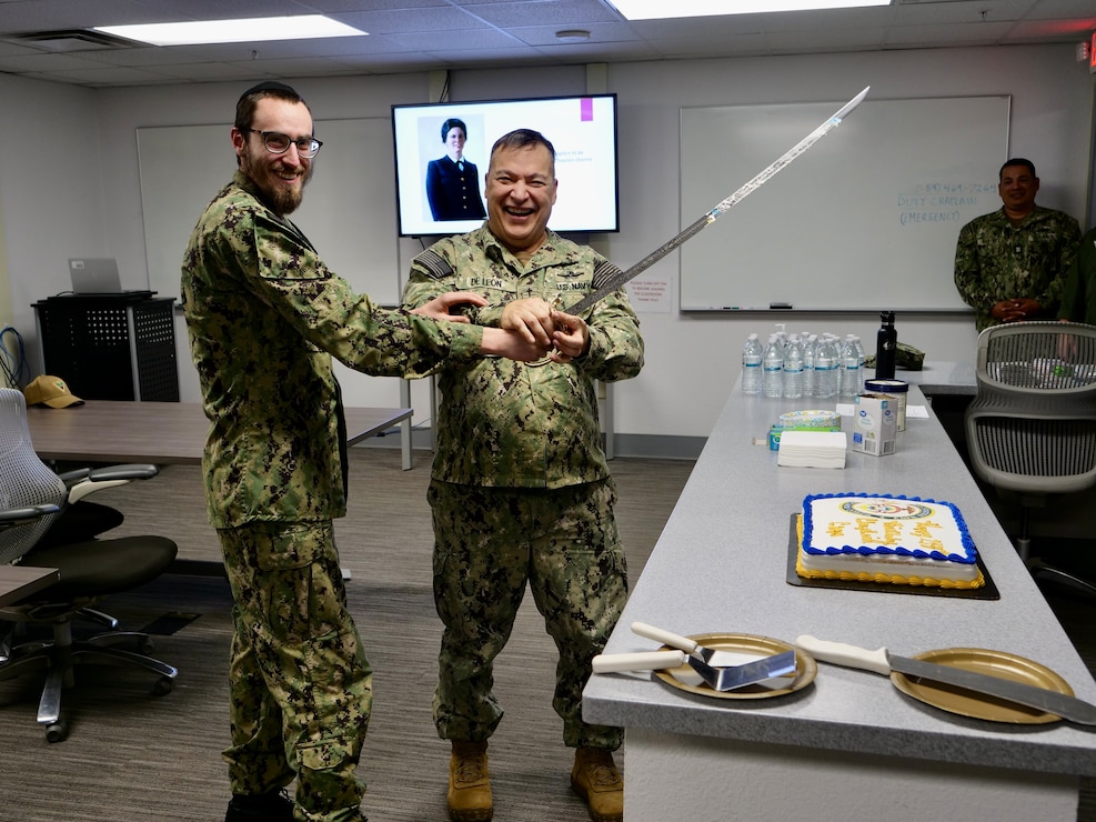 Happy 248th Birthday to the Chaplain Corps! The most junior and senior Chaplains, LTJG Joshua Rubin and CAPT Jamie De Leon had the honors of cutting the cake.