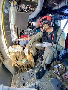 On March 6, 2024, the U.S. Coast Guard and U.S. Navy's Helicopter Sea Combat Squadron 25 (HSC-25) effectively evacuated a U.S. Coast Guard member from the USCGC Polar Star (WAGB 10), 100 nautical miles south of Guam, in a joint effort.  The incident began on March 5, when the Joint Rescue Sub-Center (JRSC) Guam received a communication from the Polar Star crew regarding a 43-year-old man aboard experiencing severe abdominal pain. Recognizing the need for urgent medical attention beyond the capabilities available on ship, watchstanders directed the cutter to reroute closer to Guam and initiate a medical evacuation. (U.S. Navy photo)