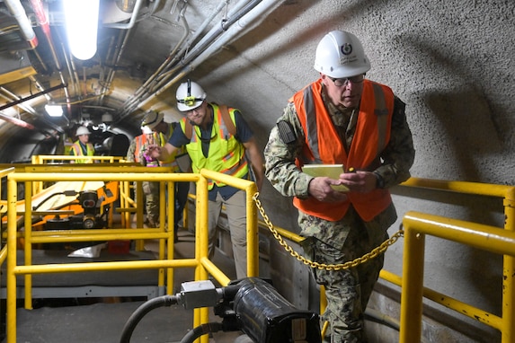 Capt. Steven Stasick, Joint Task Force-Red Hill (JTF-RH) Repair and Maintenance Director, leads members of the U.S. Environmental Protection Agency and Hawaii Department of Health during an inspection of the Red Hill Bulk Fuel Storage Facility (RHBFSF) with other members of the JTF-RH response directorate, Halawa, Hawaii, Mar. 6, 2024.