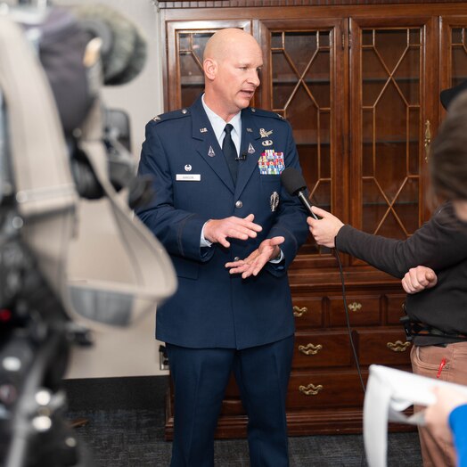  A military member answers questions