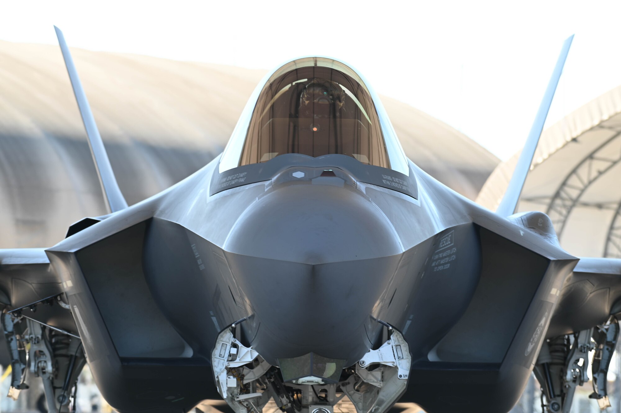 An F-35A Lightning II assigned to the 58th Fighter Squadron prepares for take-off at Eglin Air Force Base, Florida, Feb. 20, 2024.