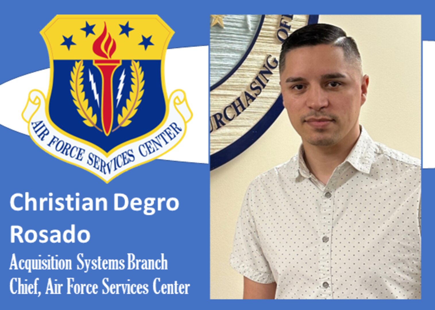 photo of Rosado with AFSVC shield