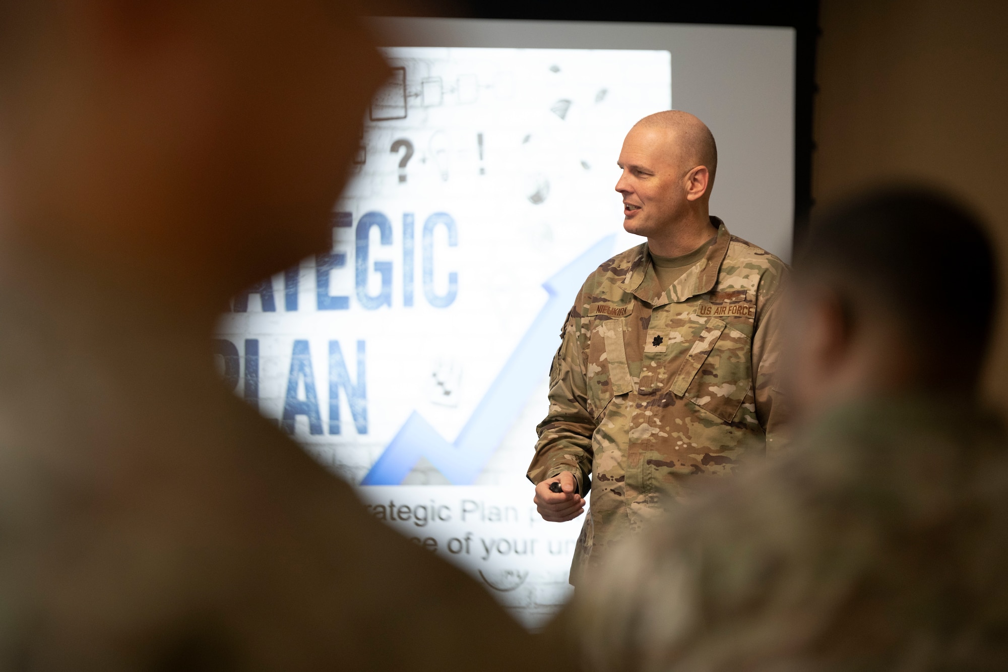 U.S. Air Force Lt. Col. Roy Nieukirk, the deputy Inspector General of the National Guard Bureau, briefs Airmen during the Unit Leadership Workshop course at Muñiz Air National Guard Base, Carolina, Puerto Rico, Jan. 25, 2024. The one-day course, developed by the National Guard Bureau Inspector General's office, seeked to address deficiencies identified in unit self-assessment programs and promoted continuous process improvement. (U.S. Air National Guard photo by Master Sgt. Rafael D. Rosa)
