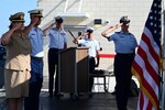 The Coast Guard held a ribbon-cutting ceremony marking the official opening of the new Coast Guard Station Fort Myers Beach facility, March 13, 2024, in Fort Myers. Station Fort Myers Beach and Coast Guard Cutter Crocodile crews will utilize the new three-story building. (U.S. Coast Guard photo by Petty Officer 3rd Class Santiago Gomez)