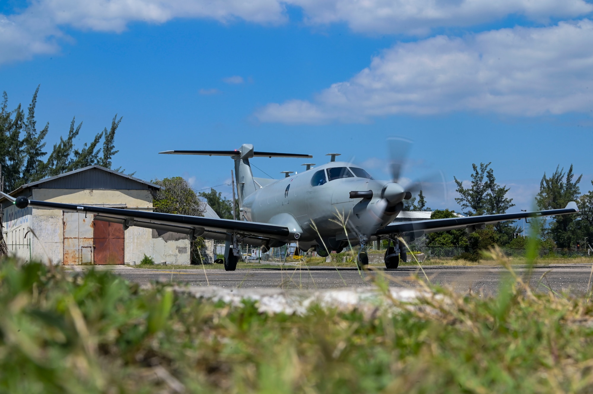 A U.S. Air Force U-28A Draco assigned to the 34th Special Operations Squadron prepares to take-off during exercise Tropical Dagger at Kingston, Jamaica, Feb. 22, 2024.
