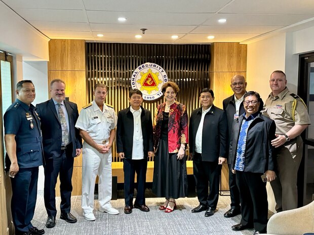 Philippine National Security Adviser Eduardo Año and Adm. John C. Aquilino, Commander of U.S. Indo-Pacific Command, meet at Camp Aguinaldo, Manila, Philippines, on March 12, 2024. The visit included exchanges on regional security and mutual partnership, further developing the strategic partnership with the Philippines codified in the 1951 U.S.-Philippines Mutual Defense Treaty. USINDOPACOM is committed to enhancing stability in the Indo-Pacific region by promoting security cooperation, encouraging peaceful development, responding to contingencies, deterring aggression and, when necessary, fighting to win. (courtesy image)