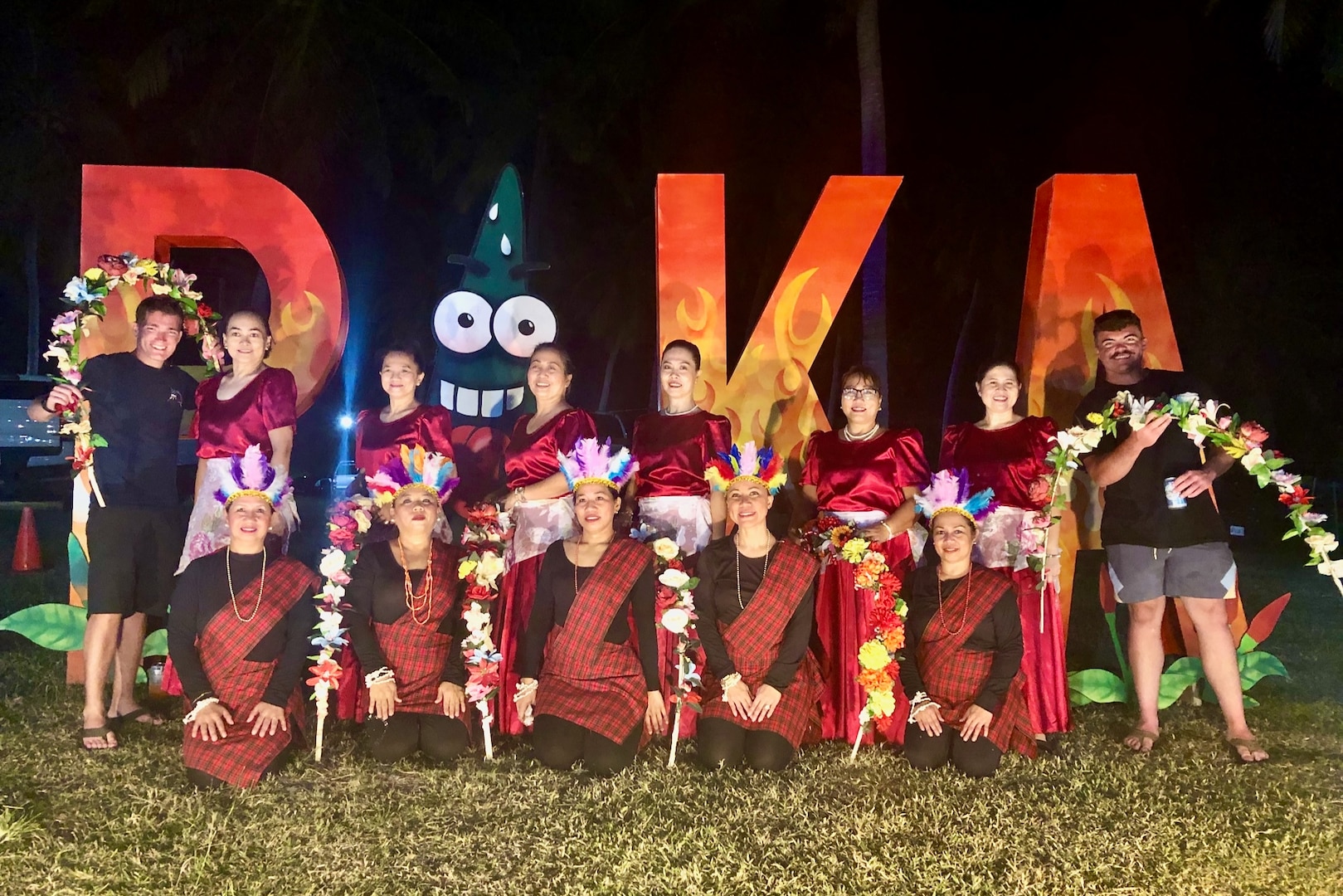 The crew of the USCGC Frederick Hatch (WPC 1143) proudly represents the U.S. Coast Guard at the annual Pika Fest Celebration on Tinian, Commonwealth of Northern Mariana Islands, on Feb. 17, 2024.  The crew completed a significant operational patrol under Operation Rematau from Feb. 15 to March 4, 2024, reinforcing the U.S. Coast Guard's commitment to maritime safety, security, and environmental stewardship in the Pacific region. (U.S. Coast Guard photo by Petty Officer 3rd Class Jordan Archibald)