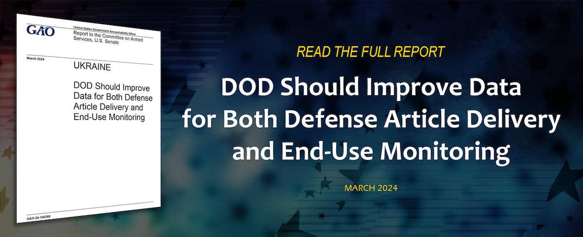 Report: DOD Should Improve Data for Both Defense Article Delivery and End-Use Monitoring