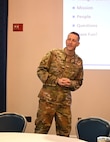 U.S. Air Force Col. Ryan Crowley, the Joint Base Anacostia-Bolling and 11th Wing commander, talks with newly-arrived leaders at the Flight Leadership Orientation Course on JBAB, Washington, D.C., March 5, 2024.