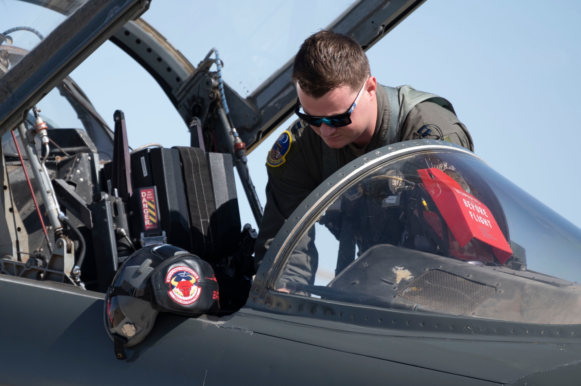 Capt. Mortenson prepares the aircraft