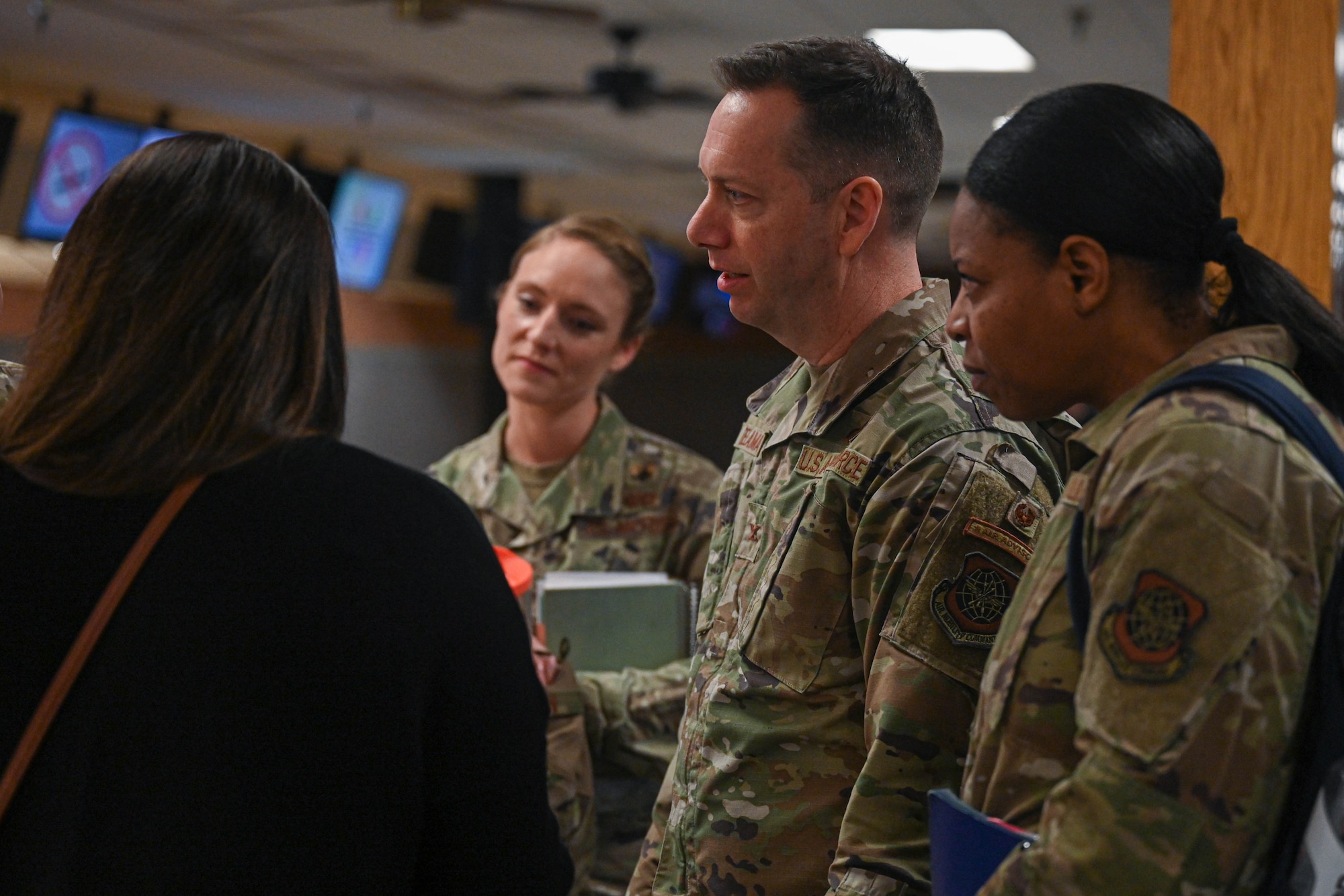 Col. Jason Delamater, Air Mobility Command director of manpower, personnel, and services, and Chief Master Sgt. Nina Murphy, AMC senior enlisted leader of manpower, personnel, and services, visits the home of Herk Nation at Little Rock Air Force Base, Arkansas, Mar. 4-5, 2024.