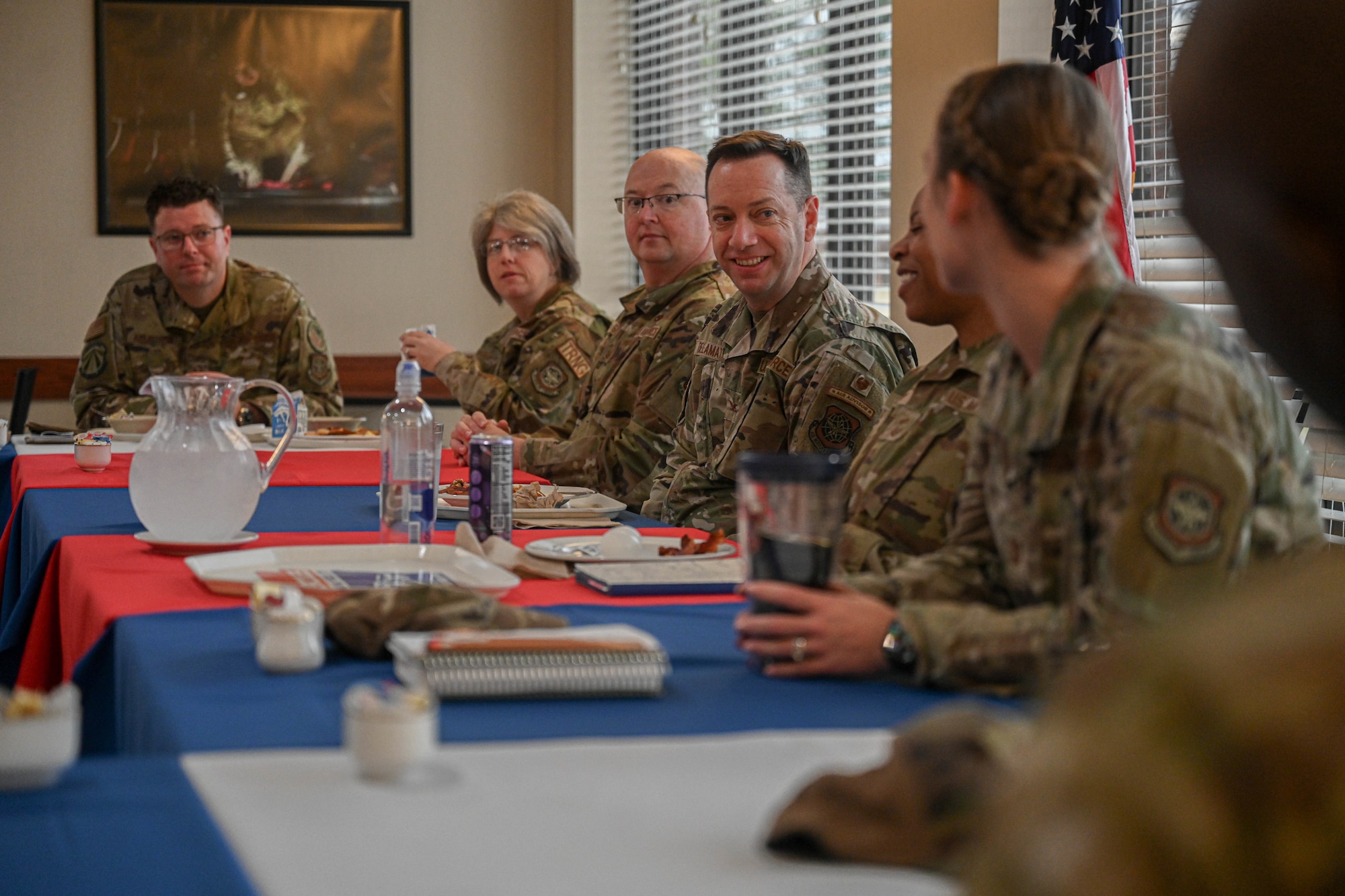 Col. Jason Delamater, Air Mobility Command director of manpower, personnel, and services, and Chief Master Sgt. Nina Murphy, AMC senior enlisted leader of manpower, personnel, and services, visits the home of Herk Nation at Little Rock Air Force Base, Arkansas, Mar. 4-5, 2024.