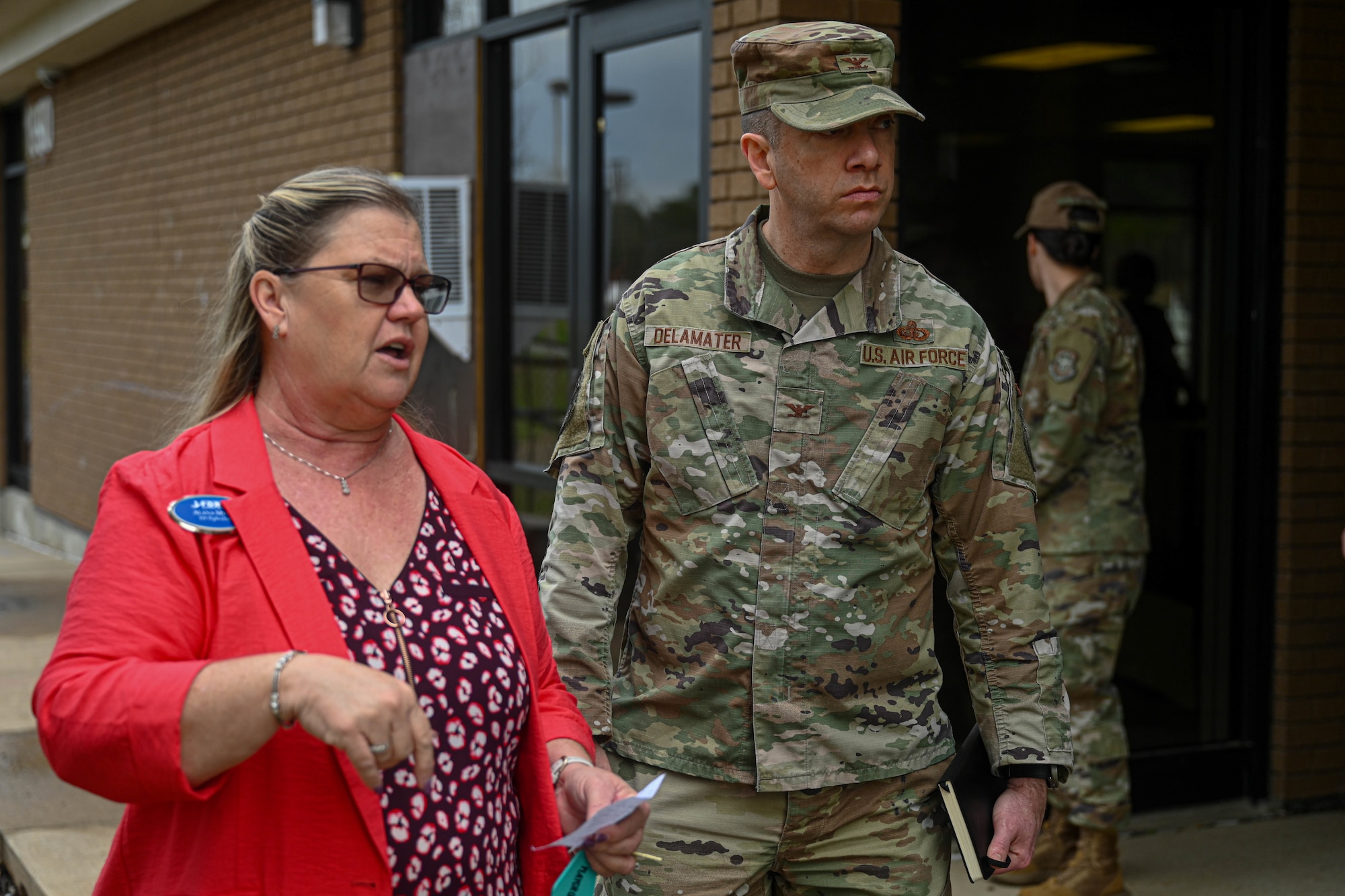 Col. Jason Delamater, Air Mobility Command director of manpower, personnel, and services, and Chief Master Sgt. Nina Murphy, AMC senior enlisted leader of manpower, personnel, and services, visits the home of Herk Nation at Little Rock Air Force Base, Arkansas, Mar. 4-5, 2024.