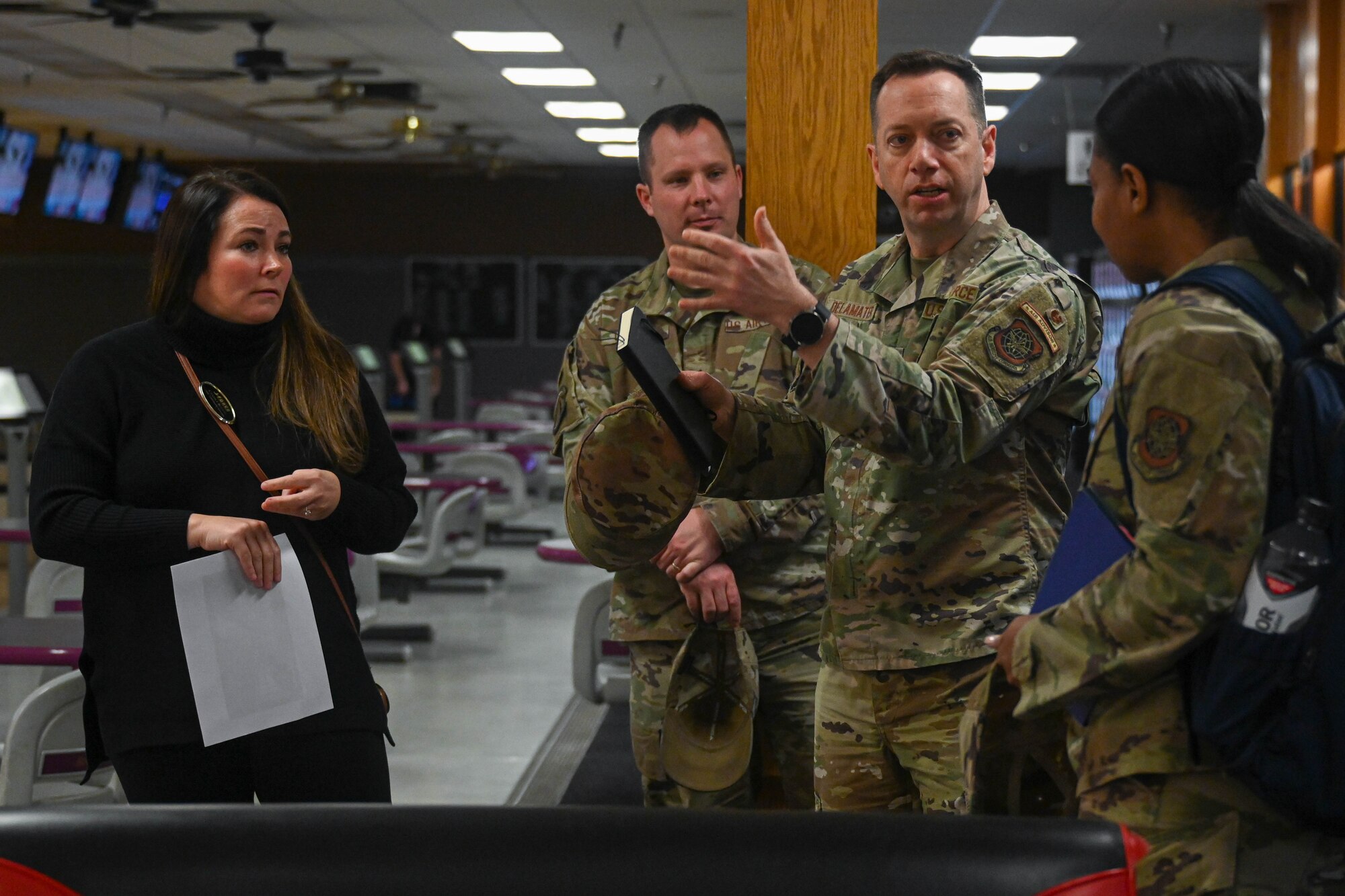 Col. Jason Delamater, Air Mobility Command director of manpower, personnel, and services, and Chief Master Sgt. Nina Murphy, AMC senior enlisted leader of manpower, personnel, and services, visits the home of Herk Nation at Little Rock Air Force Base, Arkansas, Mar. 4-5, 2024.