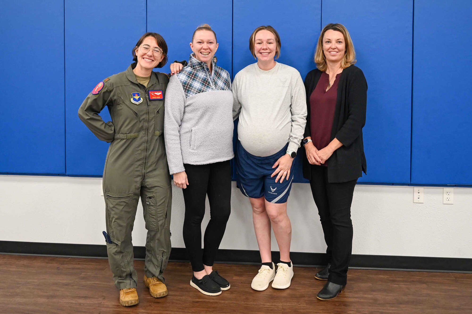 The organizers of Coffee and Connect pose for a photo after the Women’s History Month panel at Altus Air Force Base, Oklahoma, March 6, 2024. Coffee and Connect meets on the first Wednesday of every month. (U.S. Air Force photo by Airman 1st Class Kari Degraffenreed)