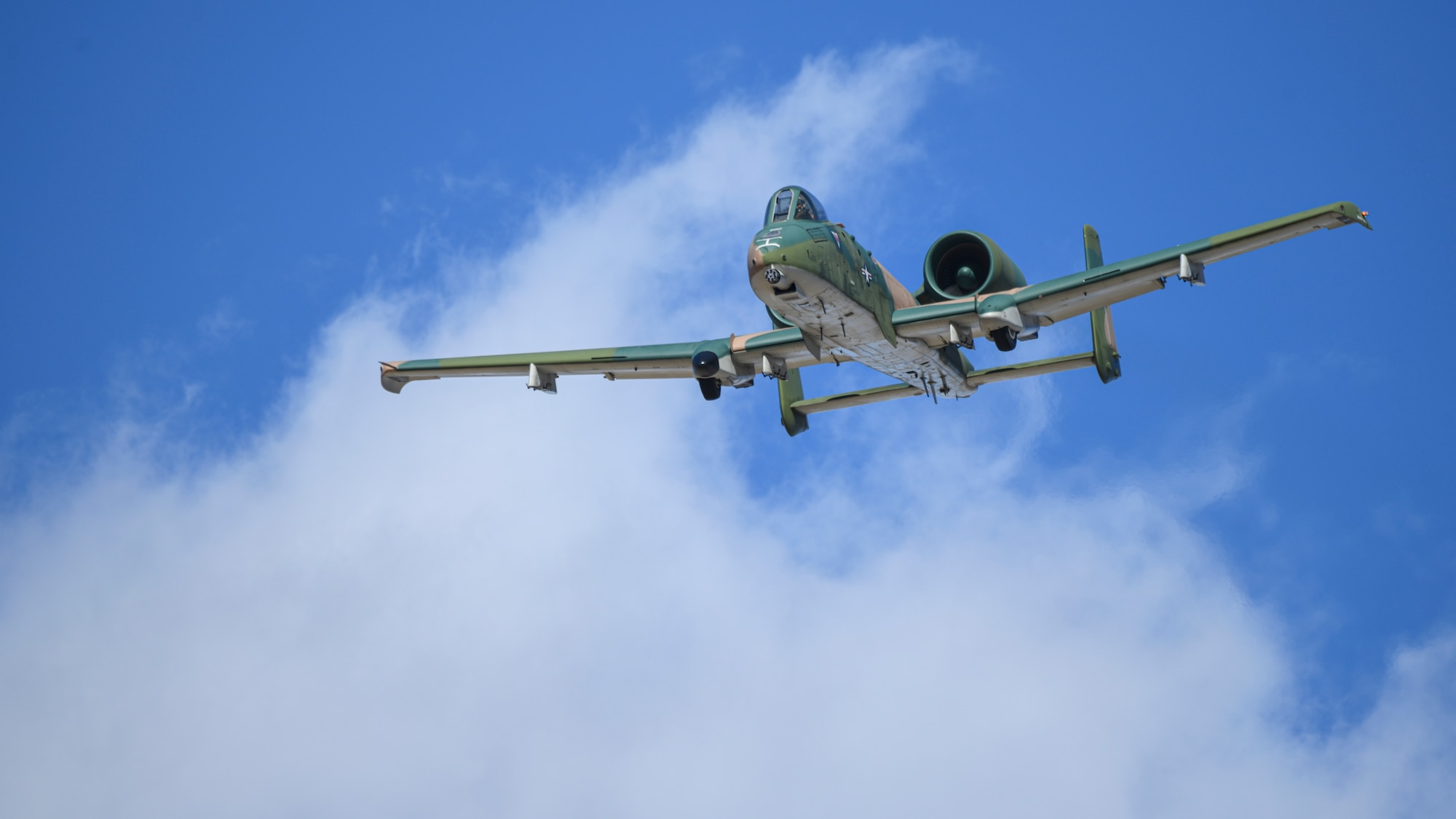 A U.S. Air Force A-10 Thunderbolt II flies over Davis-Monthan Air Force Base, Arizona, Feb. 23, 2022.