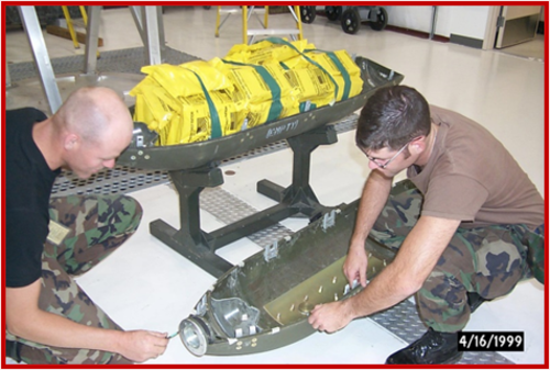 airmen working on a canister