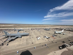 View from the Control Tower during the Fiesta of Flight 2024 at Laughlin Air Force Base, Texas, March 9, 2024. The Fiesta of Flight 2024 open house, airshow, and Science, Technology, Engineering, Arts and Mathematics expo drew roughly 16,000 spectators to witness the one day show. (U.S. Air Force photo by Capt. Christine Del Aguila)