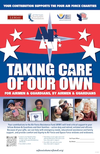 The Air Force Assistance Fund enhances the mission by providing emergency financial assistance, educational support, and community programs for Air Force and Space Force families. (Air Force Assistance Fund graphic)