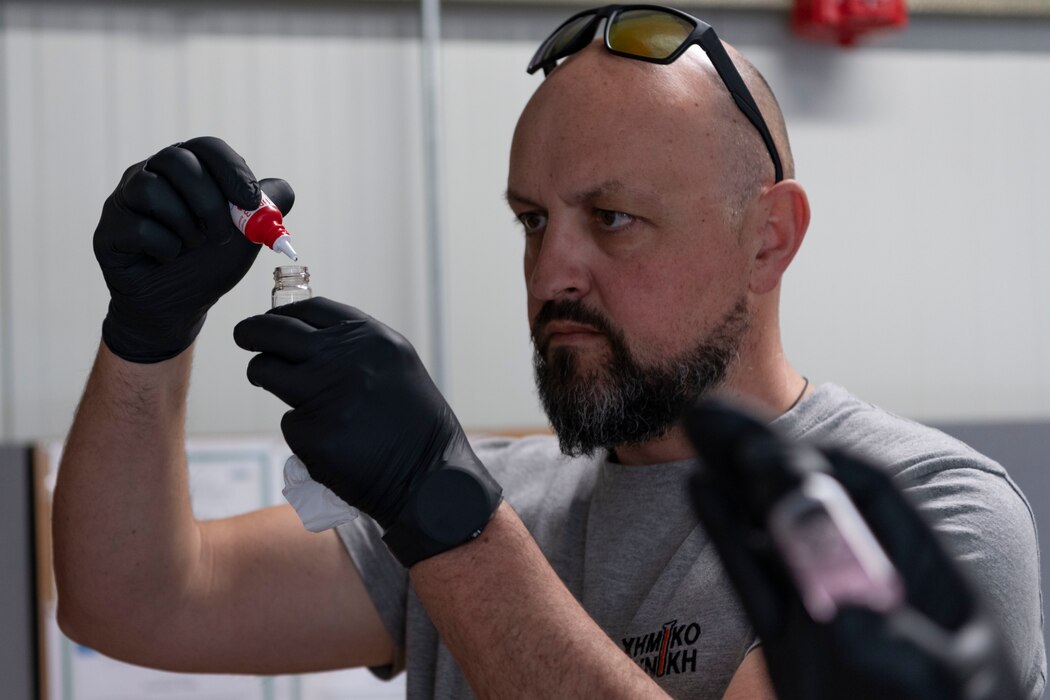 Laboratory Contractor Charalampos Spinthourakis, assigned to Naval Support Activity Souda Bay, test the quality of NSA Souda Bay’s potable water during an Overseas Drinking Water System Sanitary Survey onboard NSA Souda Bay on March 12, 2024.