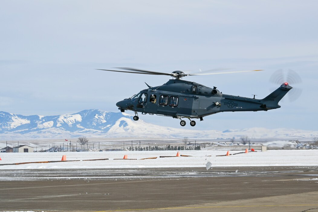 An MH-139A Grey Wolf, the replacement for the UH-1N Huey, prepares to land