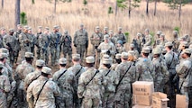 Soldiers in a horseshoe formation