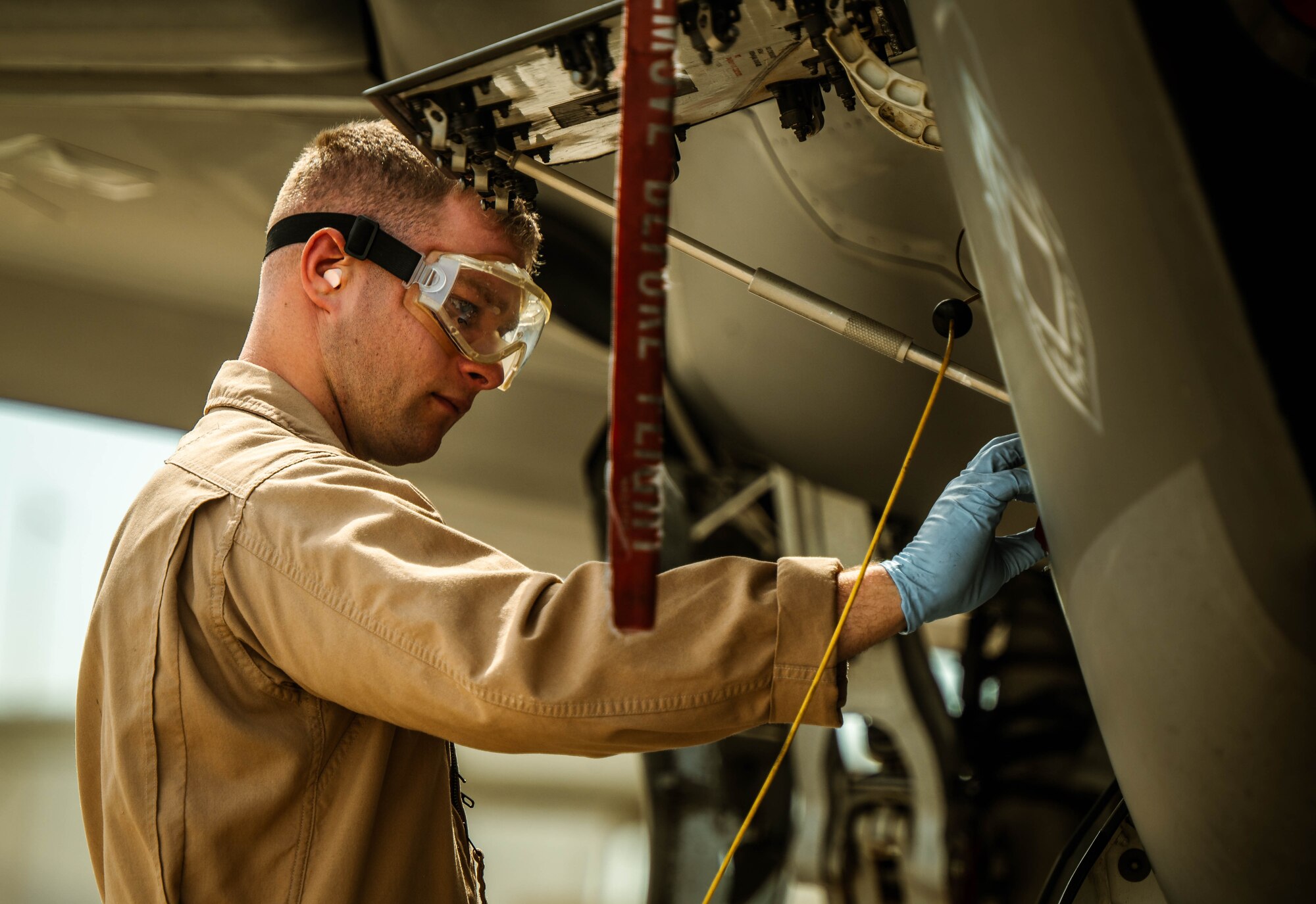 U.S. Marine Corps F-35C Lightning II plane captains from Marine Corps Air Station Yuma participated in hot pit refueling training for F-35A aircraft