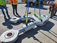 Contractor has completed installing the new “land side” gate linkage and is starting on the “river side” linkage.