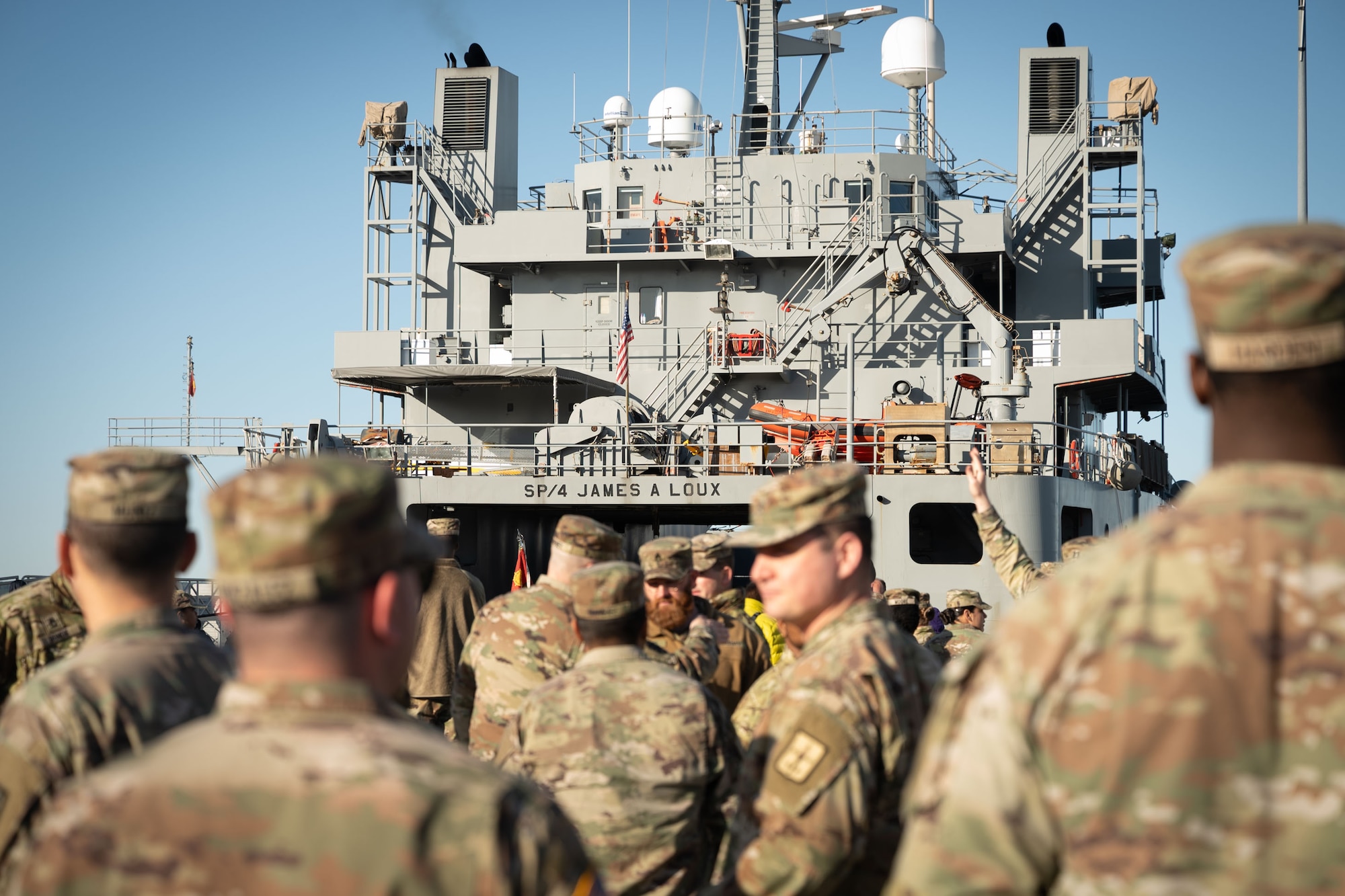 U.S. Army Soldiers gather to ship out to Gaza at Joint Base Langley-Eustis.