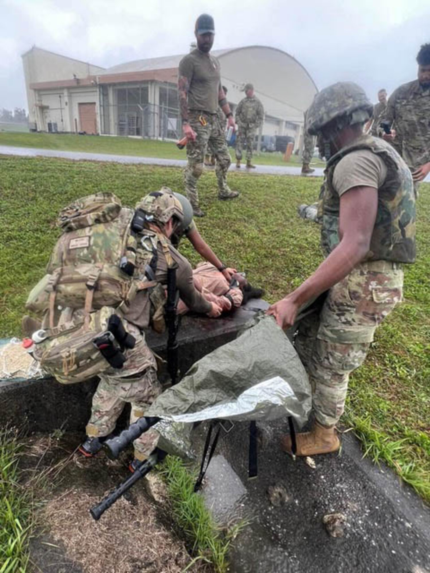 Airmen operate on a maniquine