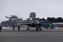 VMFA-542 and VMGR-252 demonstrated aviation-delivered ground refueling during a distributed aviation operation to showcase expeditionary advanced-base operations using host-nation support. The training event marked the first U.S. F-35 landing in Sweden at Kallax Air Base. Exercise Nordic Response 24 is designed to enhance military capabilities and allied cooperation in high-intensity warfighting scenarios under challenging arctic conditions while providing U.S. Marines unique opportunities to train alongside NATO allies and partners. (U.S. Marine Corps photo by Lance Cpl. Orlanys Diaz Figueroa)