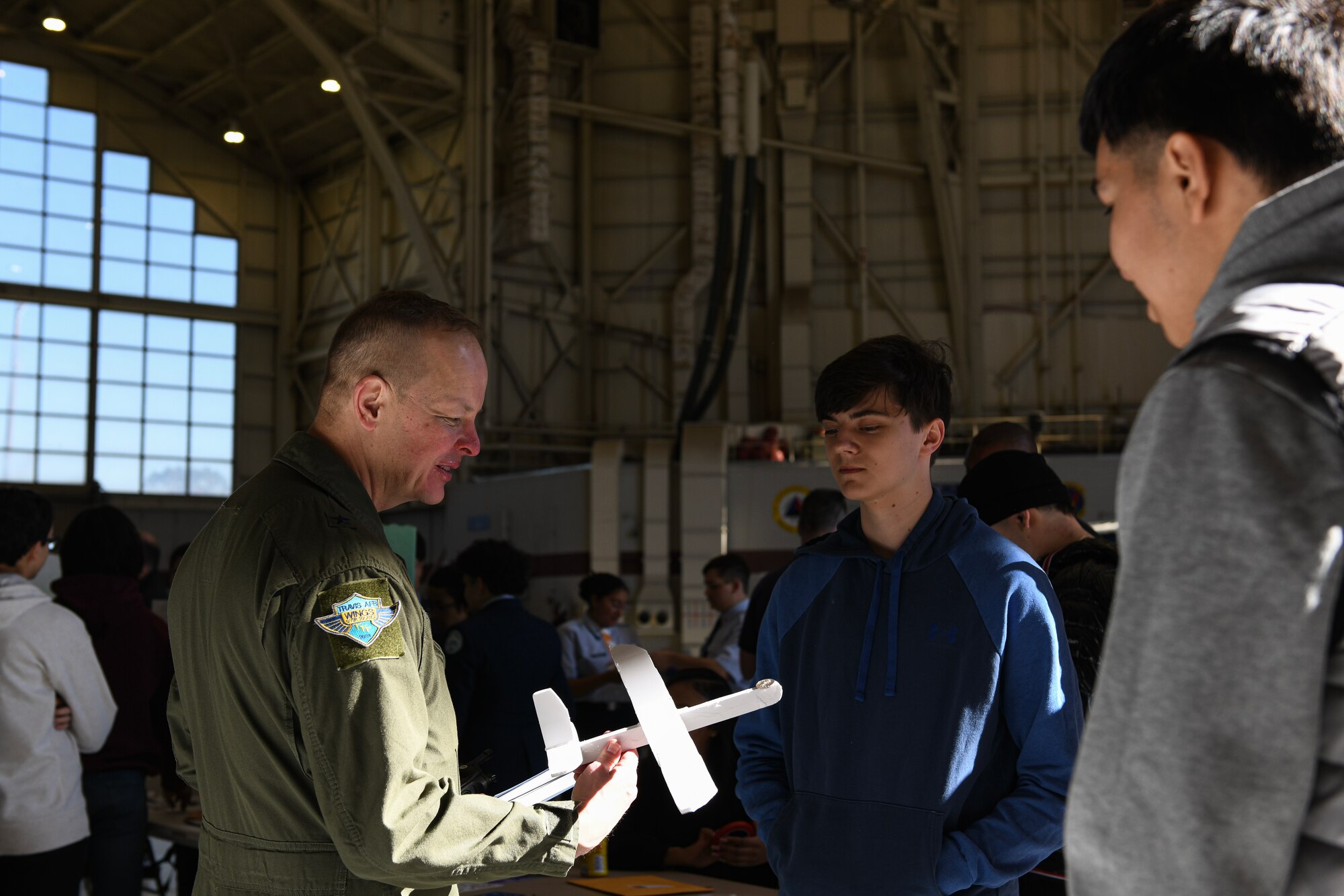 Air Force leadership interacts with local students