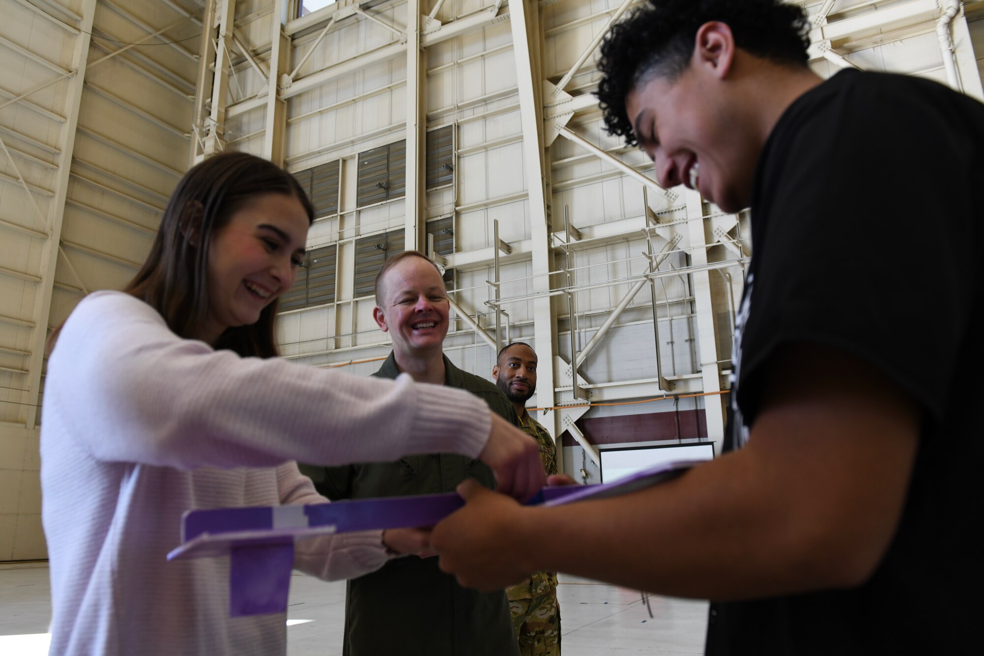Air Force leadership interacts with local students