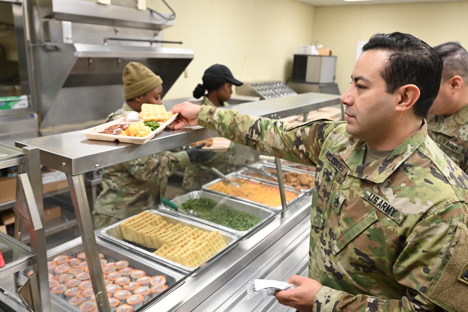 A member of the District of Columbia National Guard is served lunch at Joint Base Anacostia-Bolling, Feb. 3, 2024.  March marks National Nutrition Month, a time when individuals across the nation are encouraged to focus on making more informed food choices and developing healthier eating and physical activity habits.