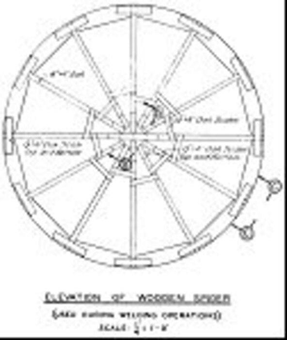 Elevation drawing of a 'spider' penstock centering. 
(1949 Final Report)